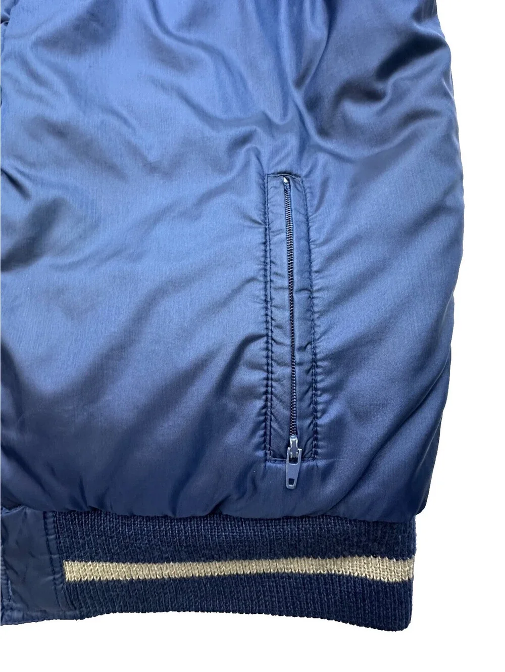 Vintage Natural High Down Puffer Vest Mens L Navy Tan 80s Western Ski Outdoor